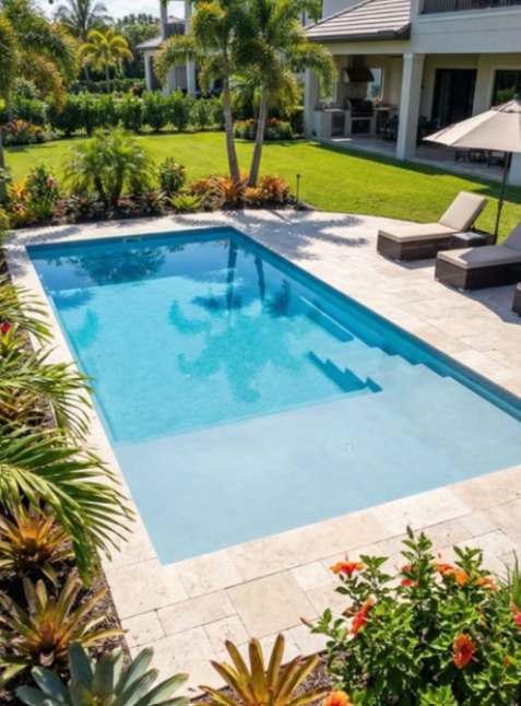 Solano — 24ft × 12ft family pool with swim lane, tanning ledge and bench — Best Seller